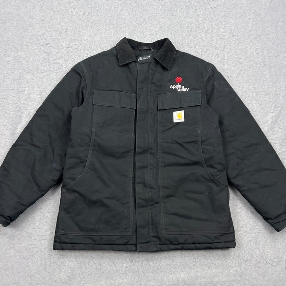 Carhartt Jacket Men's Medium Black Quilt Lined Firm Duck Canvas Traditional Coat